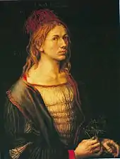 À la fin du XVe siècle, Albrecht Dürer réalise les premiers autoportraits datés et signés connus, adoptant un cadrage qui deviendra un standard : la représentation en buste. Autoportrait au chardon, 1493, Louvre, Paris