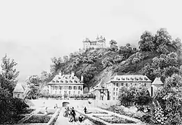 Les bains d'Uriage, lithographie de Victor Cassien, début XXe siècle.