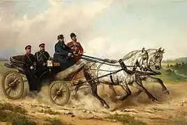 Alexandre III en landaulet découvert mené par des trotteurs Orlov.