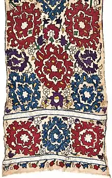 Broderie de soie dite point d'Alger du XVIIIe siècle