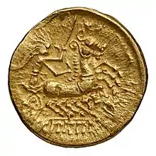 Hémi-statère (revers) des Ambiens, Département des monnaies, médailles et antiques de la Bibliothèque nationale de France.