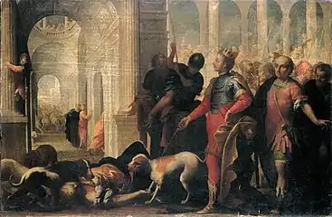 Punition de la reine Jézabel par Jéhu, par Andrea Celesti.