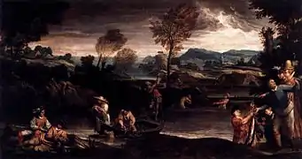 Scène de pêche par Annibale Carracci (avant 1595), 1,36 m x 2,53 m
