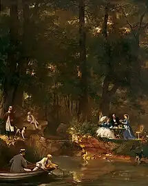 Scène au bord de la rivière