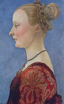 Antonio Pollaiuolo,Portrait d'une jeune femme (XVe siècle), 46,3 × 32,5 cm.