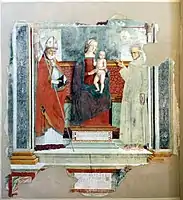 Madone à l’Enfant entourée des saints Esuperanzio et Barnardino attribuée à Antonio Solario