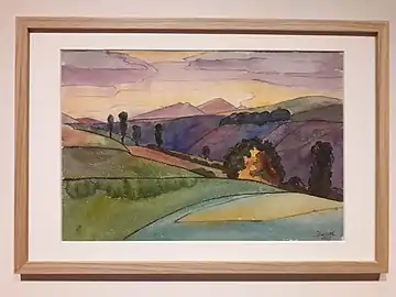 Vue de la campagne auvergnate, aquarelle, 1915.