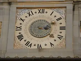 Le cadran de l'horloge.