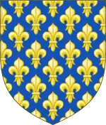 Blason du royaume azur semé de lis d'or.
