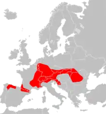 Aire de répartition du Campagnol fouisseur
