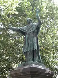 Mgr Affre portant un rameau vert, symbole de paix.