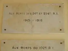 Plaque dans le monument ossuaire de la ferme de Navarin à Souain-Perthes-lès-Hurlus.