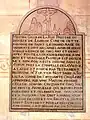 Plaque de fondation de Messire Gille de La Rue.