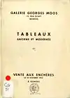 Catalogue de vente : Tableaux anciens et modernes par Boilly, Brun de Versoix, Hughtenburgh, Santerre... vente aux enchères à la Galerie Georges Moos, Genève, 12, rue Diday, le 30 octobre 1943 : par le ministère de Me Ch. D. Cosandier assisté par M. Georges Moos. Collection de la Bibliothèque d'art et d'archéologie, Genève.
