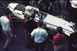 Photo de la Lola T102 de Hubert Hahne au Grand Prix d'Allemagne 1968