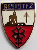 Le badge conçu par le pasteur Christol pour l'Église et les protestants des FFL (modèle 1942).