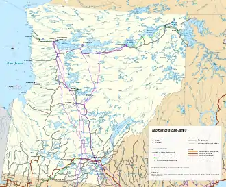 Carte du projet de la Baie-James, 2012.