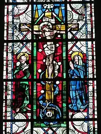 Photo d'un détail de la baie 25 figurant un Christ en croix