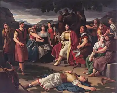 Les Ases autour du corps de Baldrou La mort de Baldr, 1817,Académie royale des beaux-arts du Danemark.