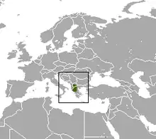 Aire de répartition de la Taupe des Balkans