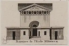 Dessin en élévation d'un des pavillons principaux de la barrière de l'École-Militaire.