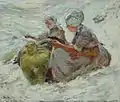 Deux femmes de pêcheurs dans les dunes, vers 1900