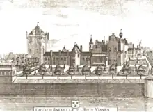 Vue des jardins donnant sur la Lek.