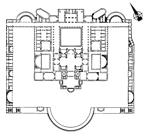 Plan des thermes de Trajan (Rome, Italie), début du IIe siècle.