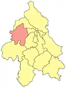 Localisation de la municipalité de Surčin dans la Ville de Belgrade