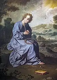 L'Enfant Jésus se blessant avec la couronne d'épines dans un paysage par Francisco de Zurbarán