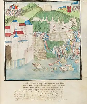 Déroute des troupes bourguignonnes devant les confédérés.