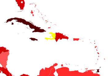 Carte colorée des Caraïbes