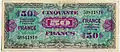Billet de 50 anciens francs français type 1944 américain avec drapeau au verso (recto)