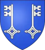 Deux clefs verticales argentées sur fond bleu