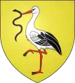 Blason représentant une cigogne avec un serpent.