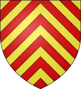 Blason avec des chevrons rouges sur fond jaune