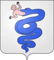 D’argent à la guivre d’azur, issante de gueules (Milan)