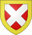 Armes de la famille de Lanans : « De gueules au sautoir d'argent à la bordure d'or ».