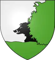 Sanglier de sable, défendu d'argent, baugé dans un buisson (Baugé - Maine-et-Loire).