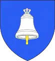 D’azur à une cloches d’argent bataillée d'or.