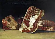 Nature morte avec des côtes et une tête d'agneau de Francisco de Goya, huile sur toile, vers 1808-1812.
