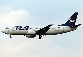 L'avion impliqué dans l'accident, sous les couleurs de son premier opérateur Trans European Airways