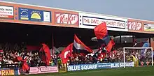 One of the stands of the Bootham Crescent association football ground