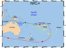 Carte de l'océan Pacifique.