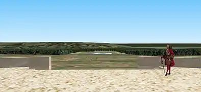 Vue depuis l'escalier du bout de la perspective.