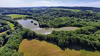 Vue aérienne de l'étang de Breuillez.