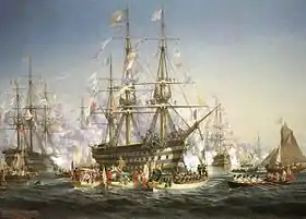 Le navire Bretagne peint par Jules Noël (1859).