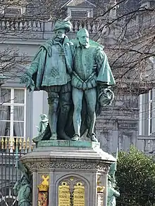 Statue sur la fontaine des comtes d'Egmont et de Hornes à Bruxelles.