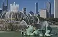 La Buckingham Fountain, dans Grant Park, à Chicago.