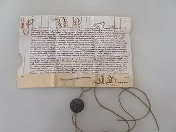 Bulle du pape Urbain VIII à l'évêque des Landes en 1638.